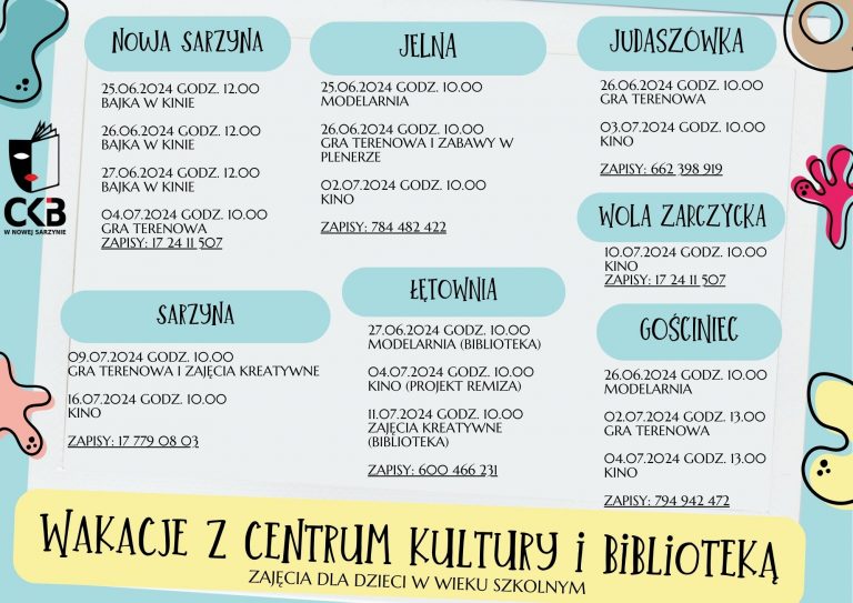 WAKACJE Z CENTRUM KULTURY I BIBLIOTEKĄ