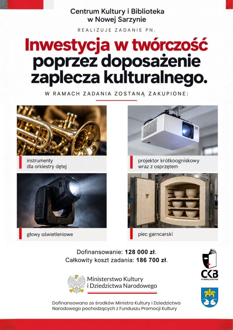 Zadanie: Inwestycja w twórczość poprzez doposażenie zaplecza kulturalnego